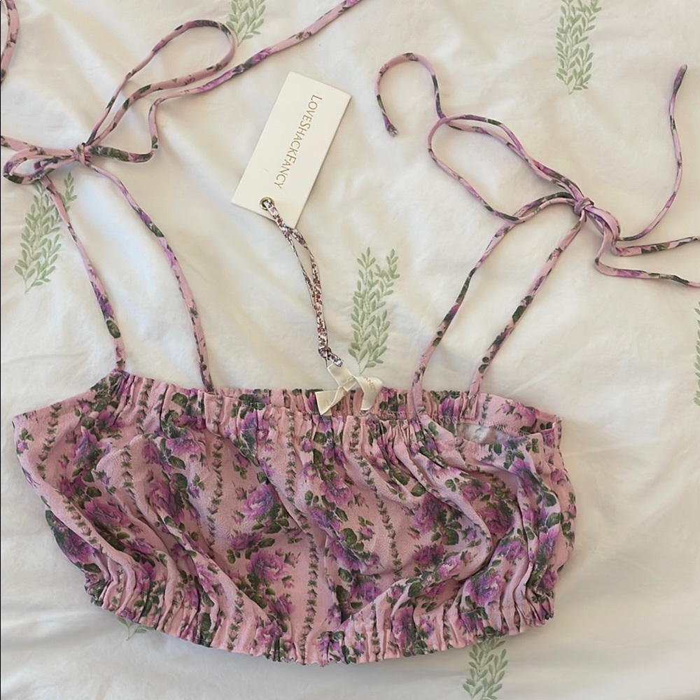 Love Shack Fancy cropped floral bubble top